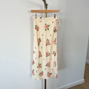rouje floral midi wrap skirt